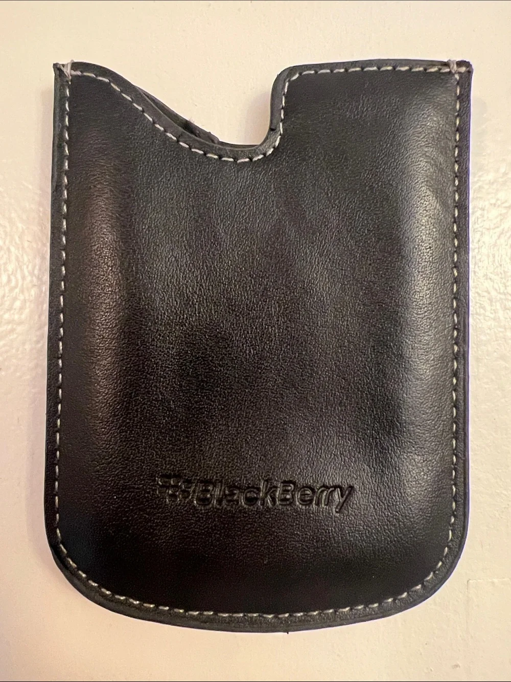 Black Leather Phone Sleeve - Black